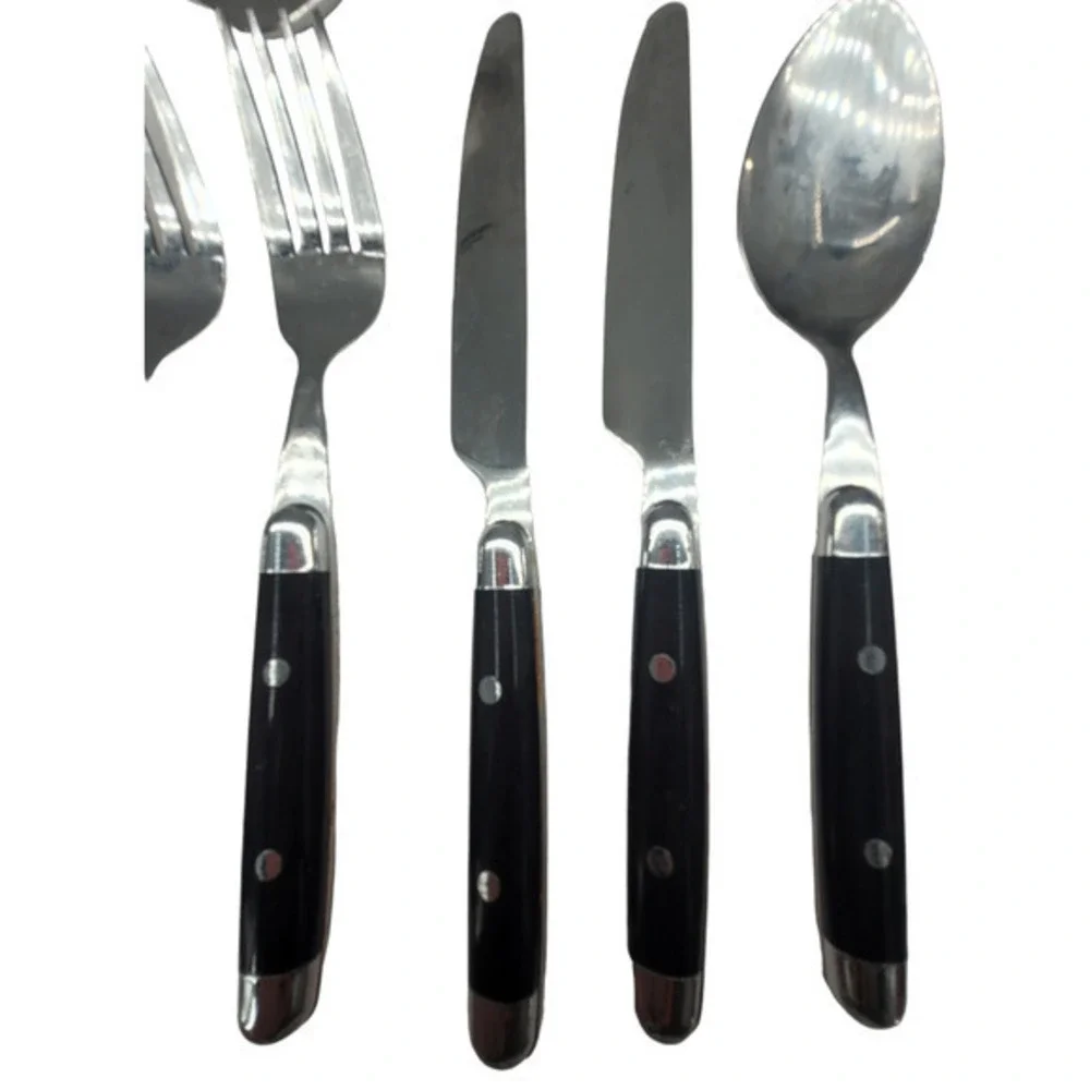 Cambridge Silversmiths Jubilee Black Handle Flatware Set Service for‎ 2 2-2
